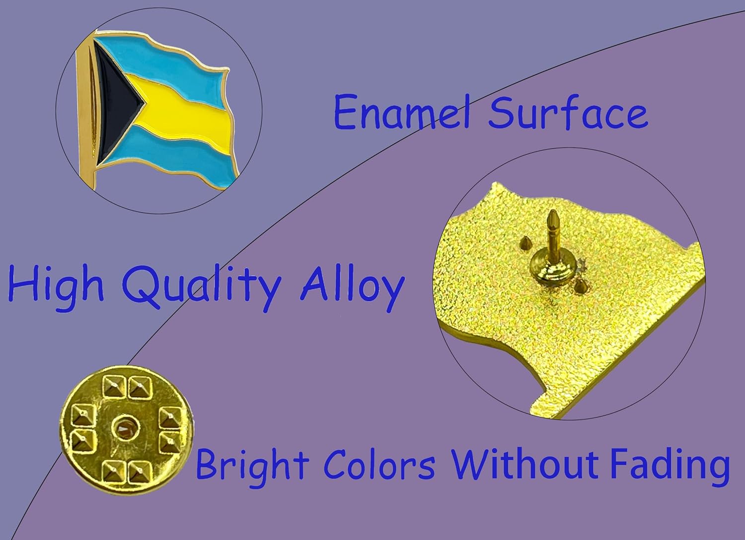 stidsds Bahamas Flag Pin - Bahamas Flags Pins Lapel Bahamian Flag Enamel Lapel Pin Men Women Suit & Waving Patriotic Metal Badge Souvenir Hat Backpacks Decoration(4 Pack) - Image 6