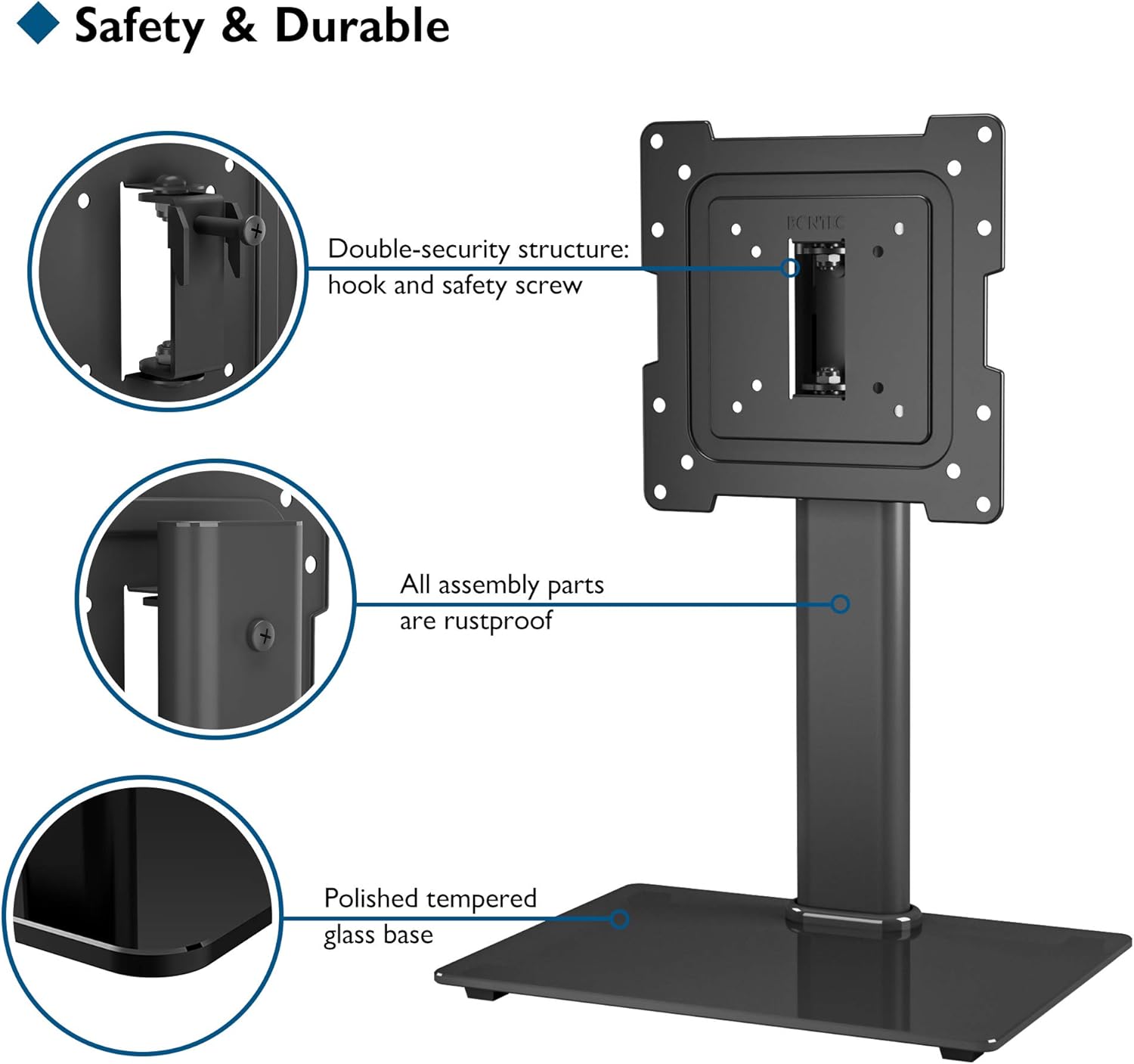 BONTEC Universal Swivel TV Stand for 17 43 inch Screens, Height