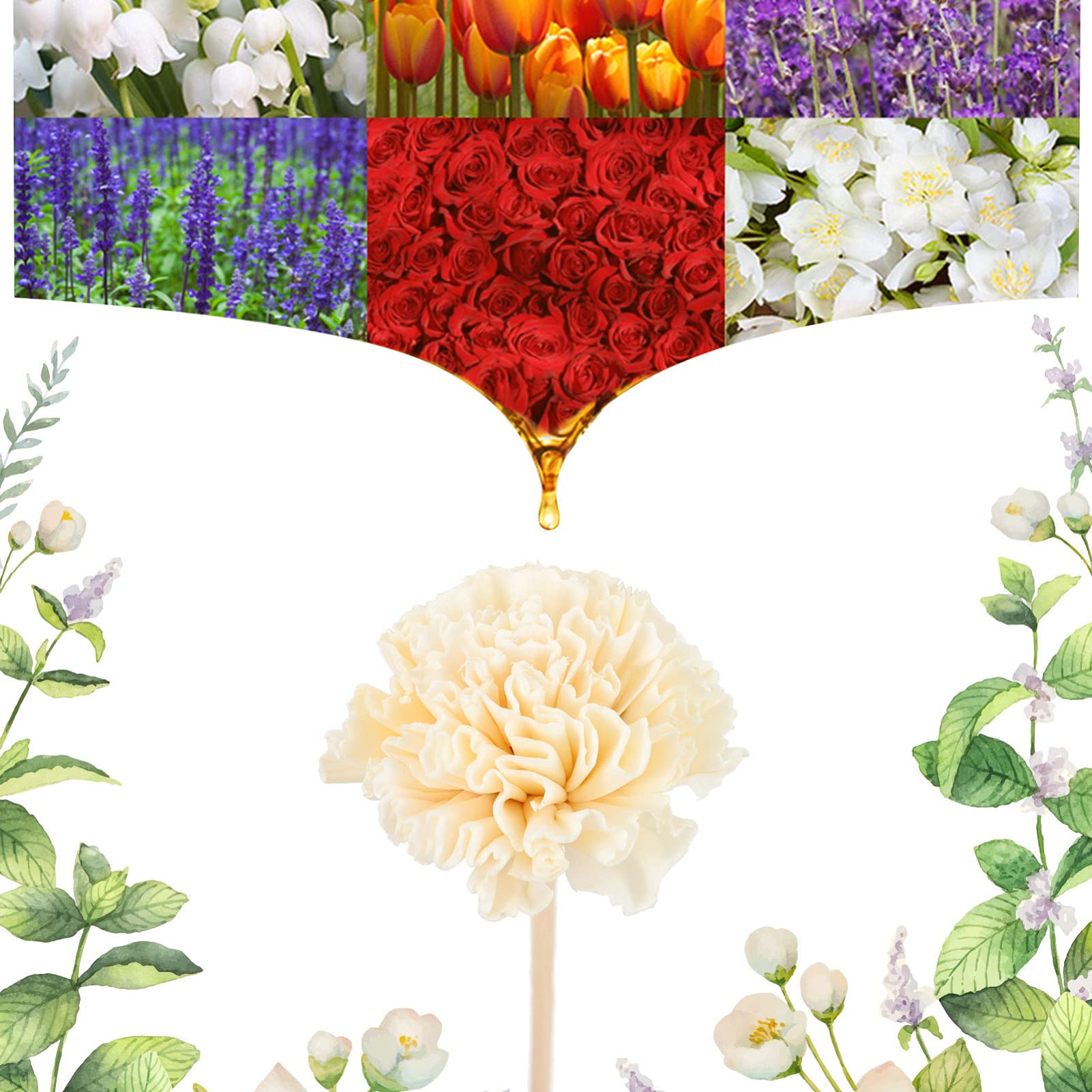 PRETYZOOM 5 Juegos Flor De Aromaterapia De Clavel Fragancia Varitas De Incienso Siesta Ambientador Natural Batom Palos Difusores con Flores Secas Aromaterapia Sin Beige 5 Piezas * 5