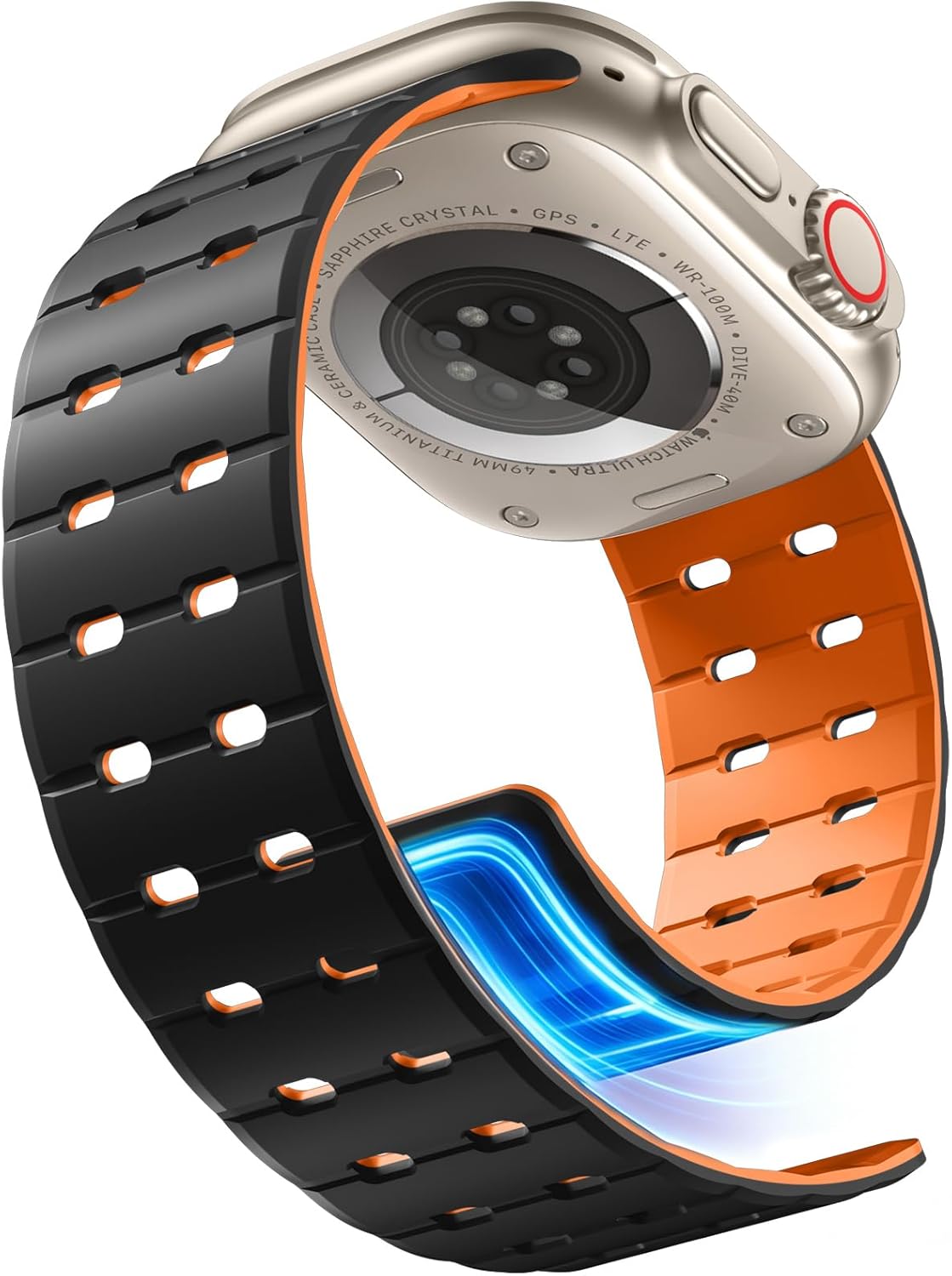 Getino Magnetic Silicone Band Compatible with Apple Watch Bands for Men 44mm 45mm 46mm 49mm 42mm Women,Strong Magnet Breathable Sport Strap for iWatch Series 11 Ultra 3 Ultra 2 Se 10 9 8 7 6 5 4 1