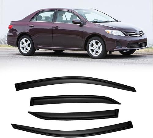 CMVT Auto Viseras de ventana para Toyota Corolla 2009-2013, protectores de lluvia, deflector de sombra de ventilación, humo oscuro 2010 2011 2012,