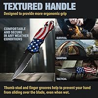 Vista 9 de GOOD WORKER Navaja de bolsillo legal con hoja dentada de 2.95 pulgadas, rompedor de vidrio, cortador de cinturón de seguridad, cuchillos plegables