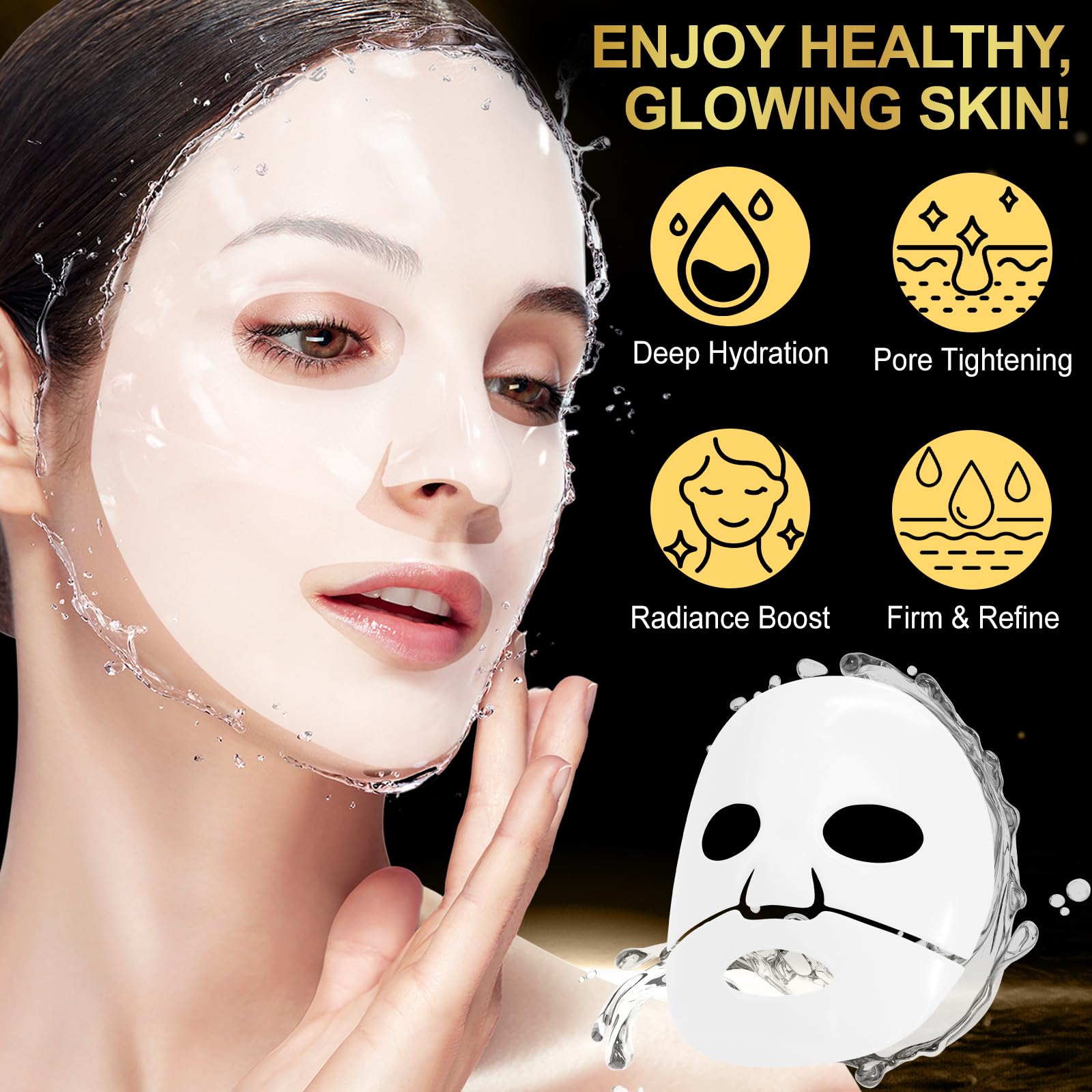 Snail Mucin Glass Glow Mask (4x Pack), Collagen Face Mask with Snail Mucin Serum - Image 2