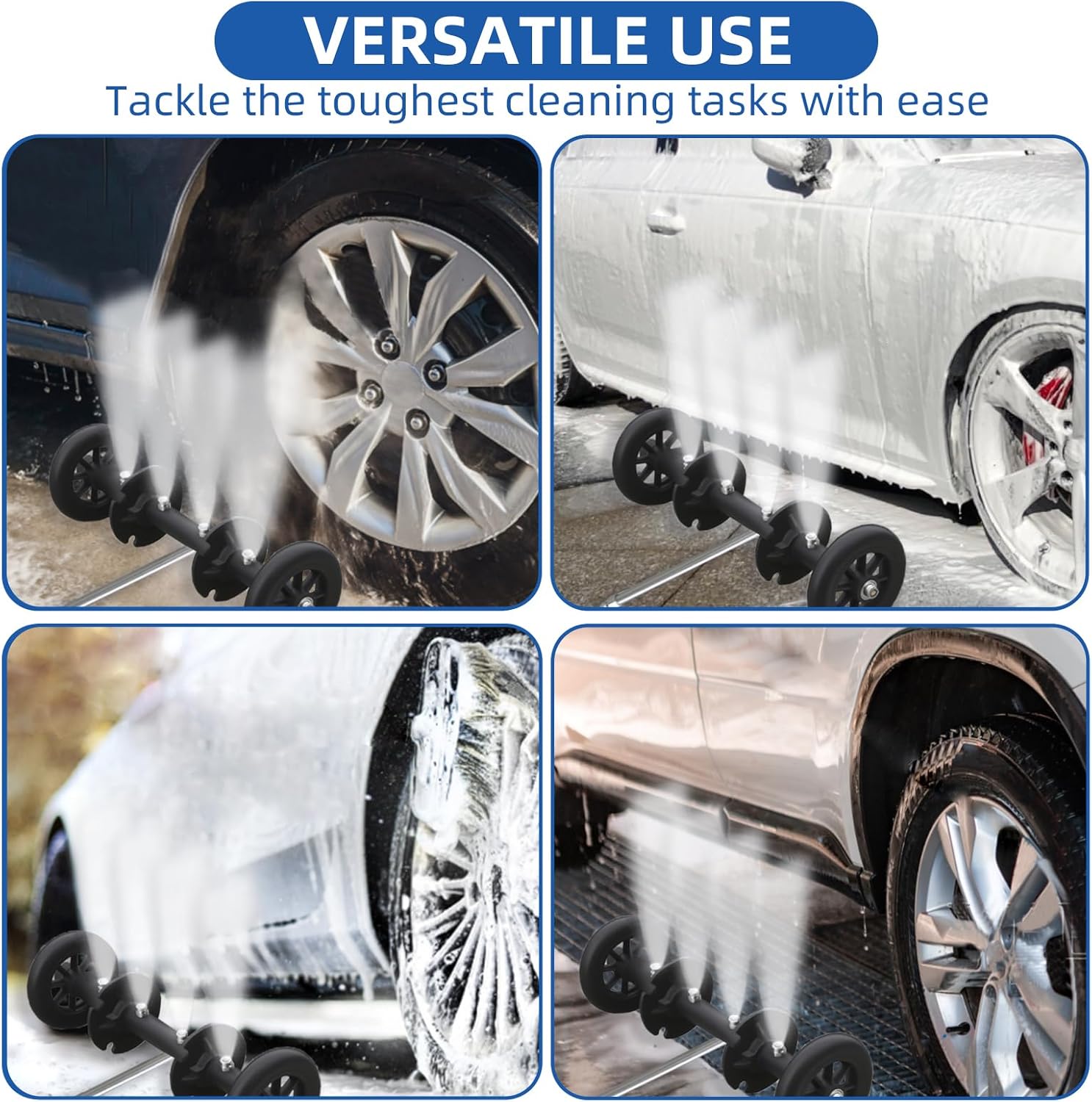 DUSICHIN Pressure Washer Undercarriage Cleaner Extension Wand Attachment, 15 Inches Undercarriage Washer, Pressure Washer Under Car Cleaner with 4 Extension Wands Garden Hose Adapter DUS3201