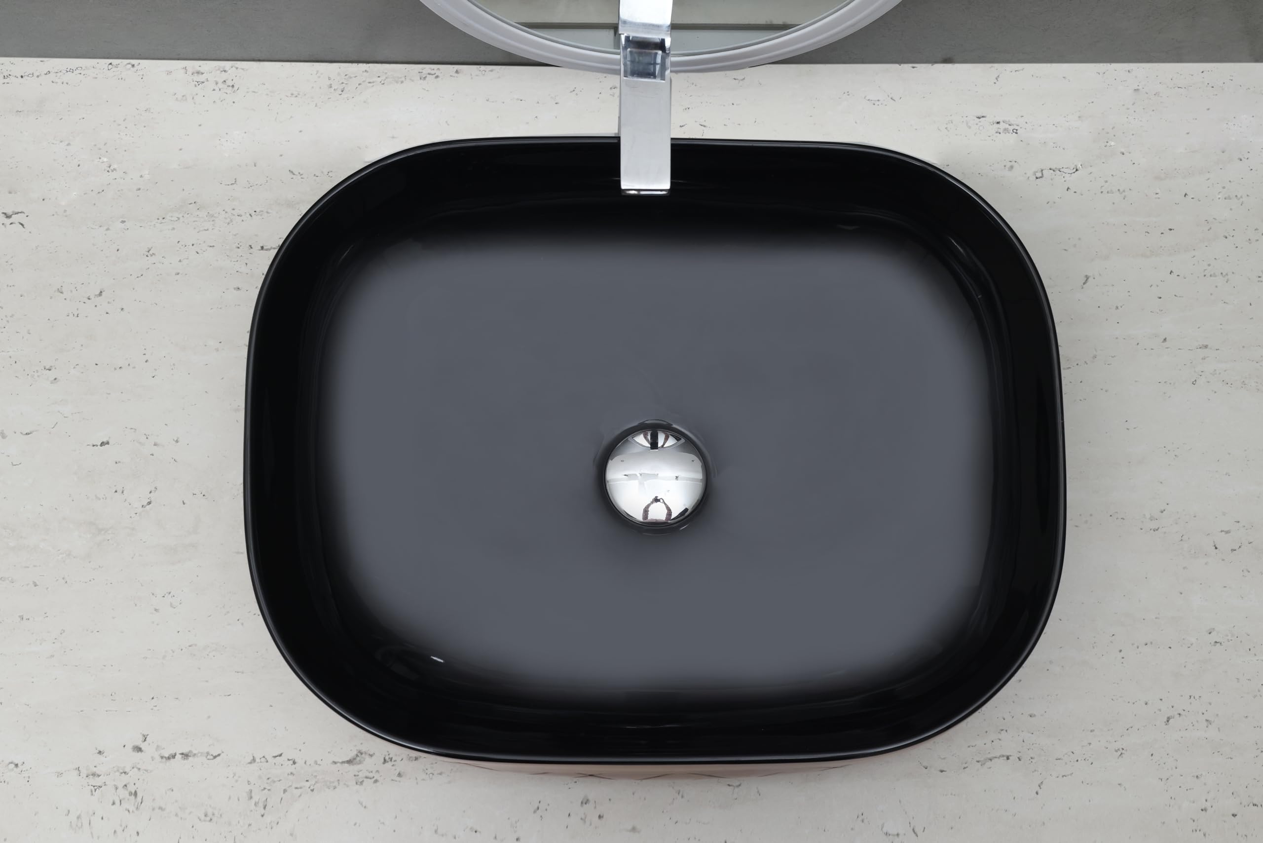 HISRE Bathroom Sink Wash Basin Table Top Wash Basin For Bathroom Over Counter Top Wash Basin For Living Room Washbasin Countertop Tabletop Ceramic Bathroom Kitchen Sink (18 x 13 x 5 Inch) (Style - 10), photo 4 of 4