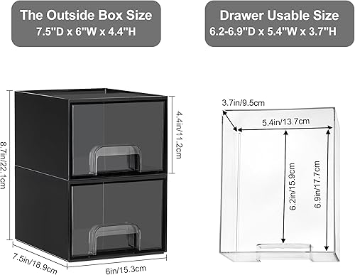 Miniatura 3 de Vtopmart Cajones de almacenamiento apilables pequeños negros, organizador de colonia para hombres, recipientes de plástico para tocador, tocador,