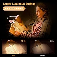 Vista 4 de Gritin Luz de Lectura Recargable para Leer en la Cama con 19 LED y Función de Memoria - Cuidado de los Ojos 3 Temperaturas de Color, 5 Niveles