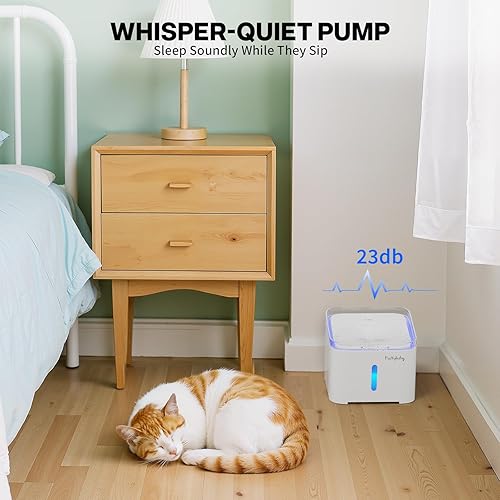 Miniatura 7 de furrybaby - Fuente de agua potable para gatos, con dispensador automático para las mascotas, con LED en ventana de nivel de agua, ultra silenciosa,