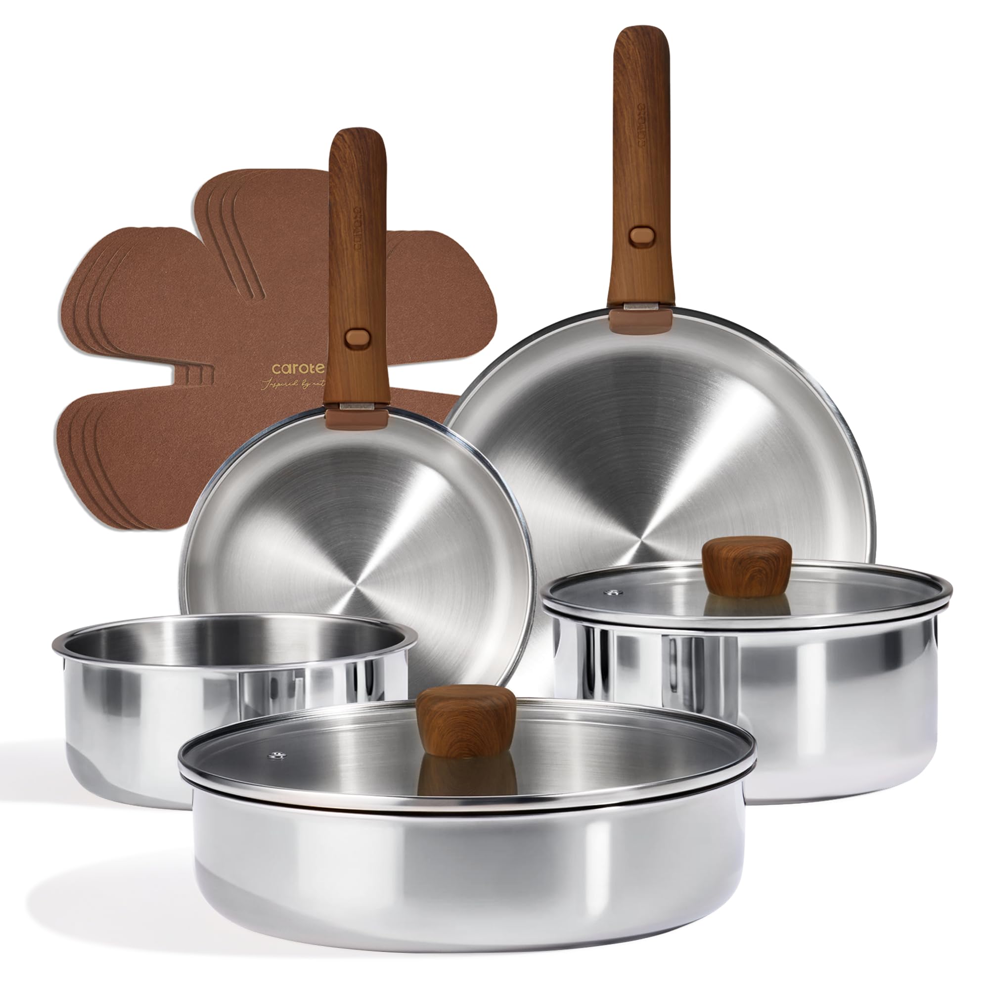 CAROTE 13 PCS Tri-Ply Stainless Steel Cookware Set