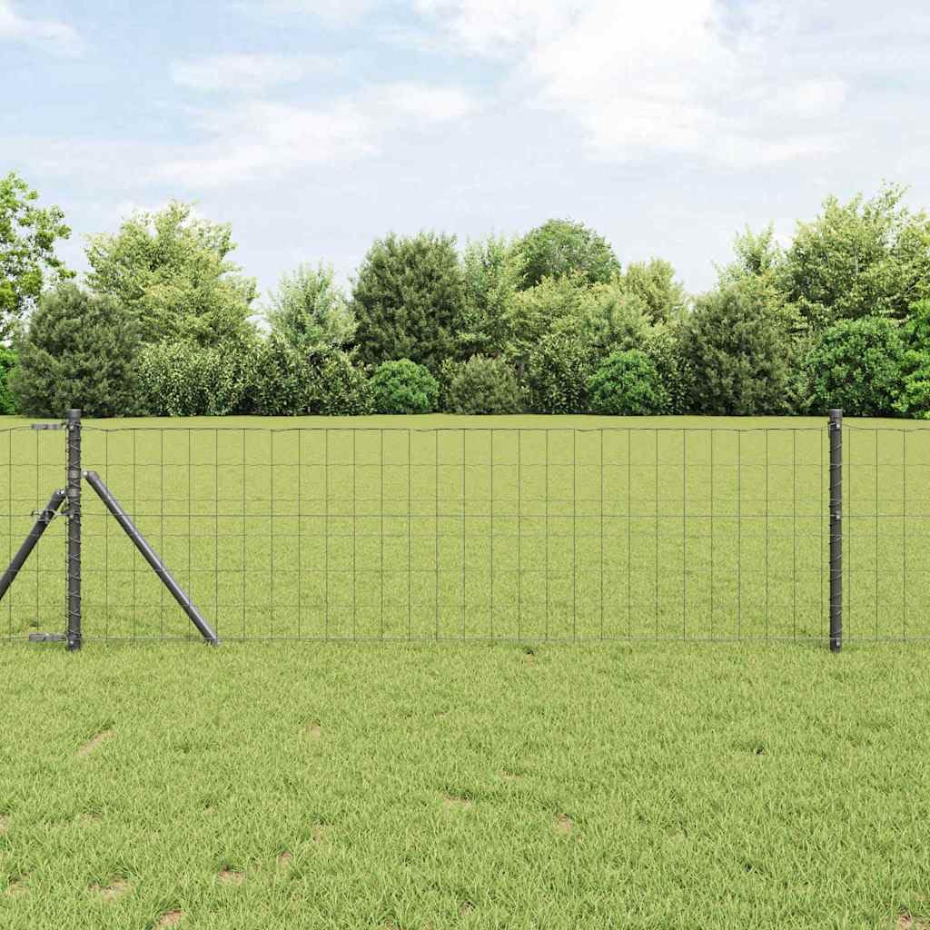 Ogrodzenie euro, szare, 0,6 x 25 m, żelazo powlekane PCW, wytrzymałe ogrodzenie ogrodowe do ogrodzenia ogrodu, bariery dla zwierząt, łatwy montaż, trwałe, odporne na warunki atmosferyczne