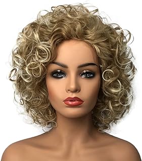 Wiginway 8 inch Women Wigs Medium Curly Glod Blonde Mix Wigs Synthetic Wigs Best Natural Wigs