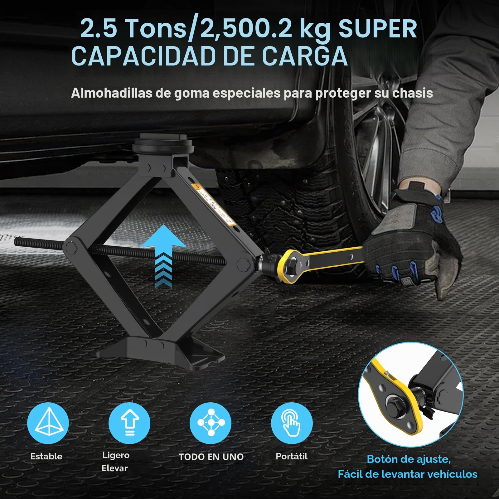 IMAYCC Gato para Coche Universal 2.5T/2500kg, Kit de Gato Coche para Serie BMW con 2 Pcs Bloque De Goma BMW, Portátil Kit de Emergencia con Llave de Tuercas de Rueda BMW Serie 1/3/5/6/7/Z/X SUV