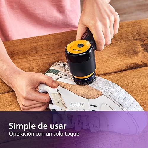 Miniatura 4 de Philips Limpiador de zapatillas - Kit de limpieza de entrenador con 3 cabezales de cepillo, 3 cabezales de cepillo azul/amarillo, 4 pilas AA, azul