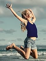 Vista 6 de Camiseta sin mangas de 3 piezas para niñas, con espalda cruzada, para bailar, gimnasia, ropa de baile