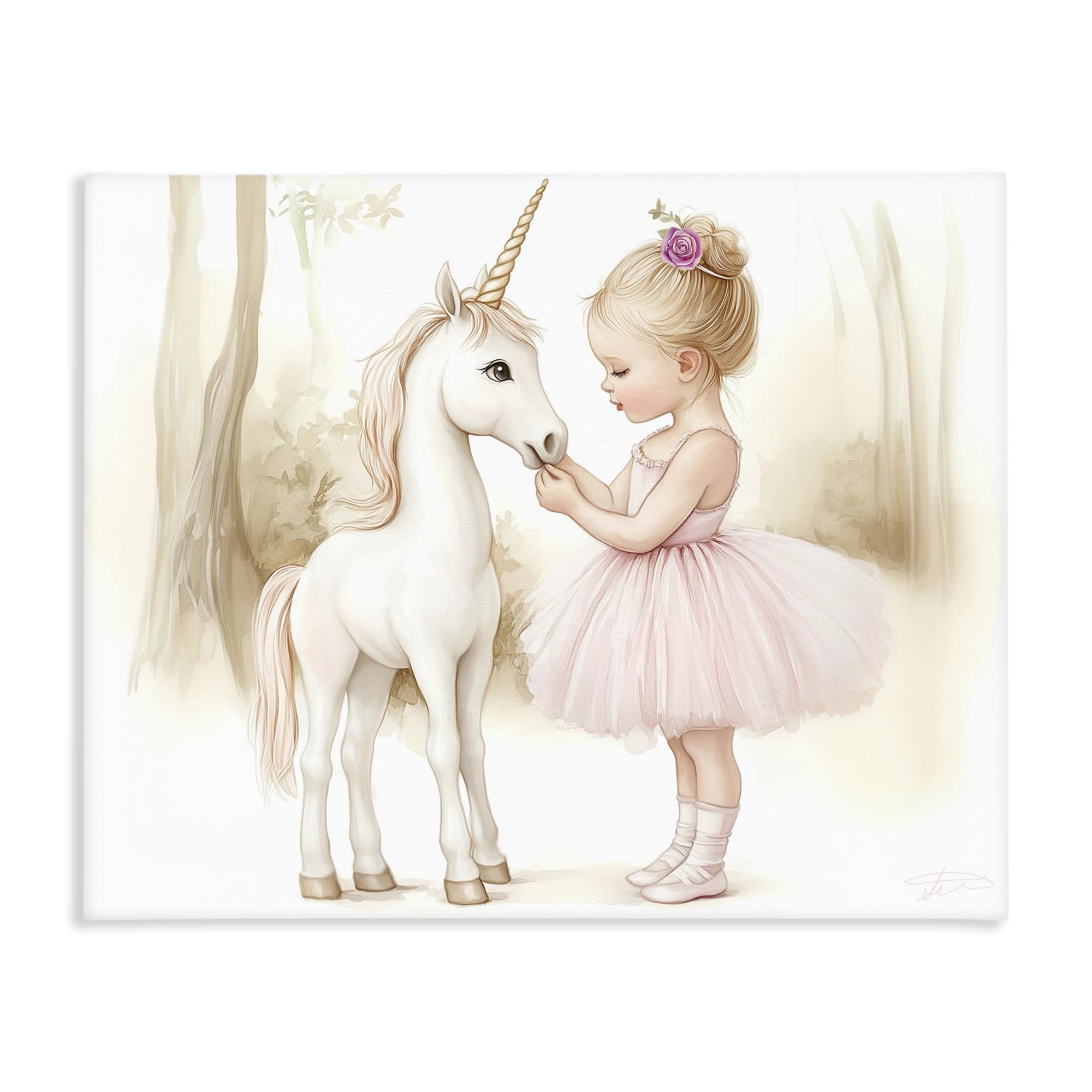 'Girl & Unicorn Friendship'| Canvas Art