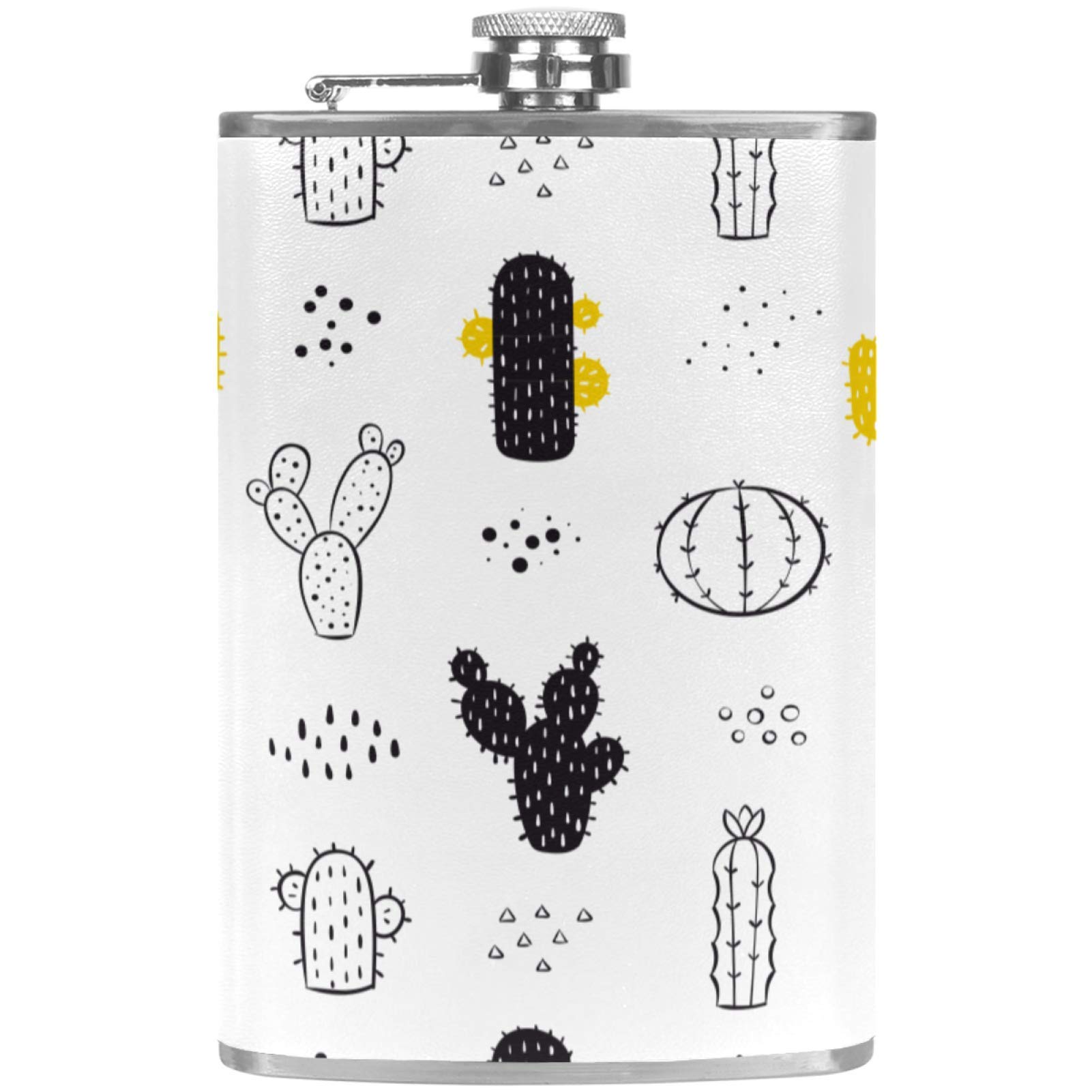 Flasque à whisky en cuir avec entonnoir motif cactus pour le camping et le bar