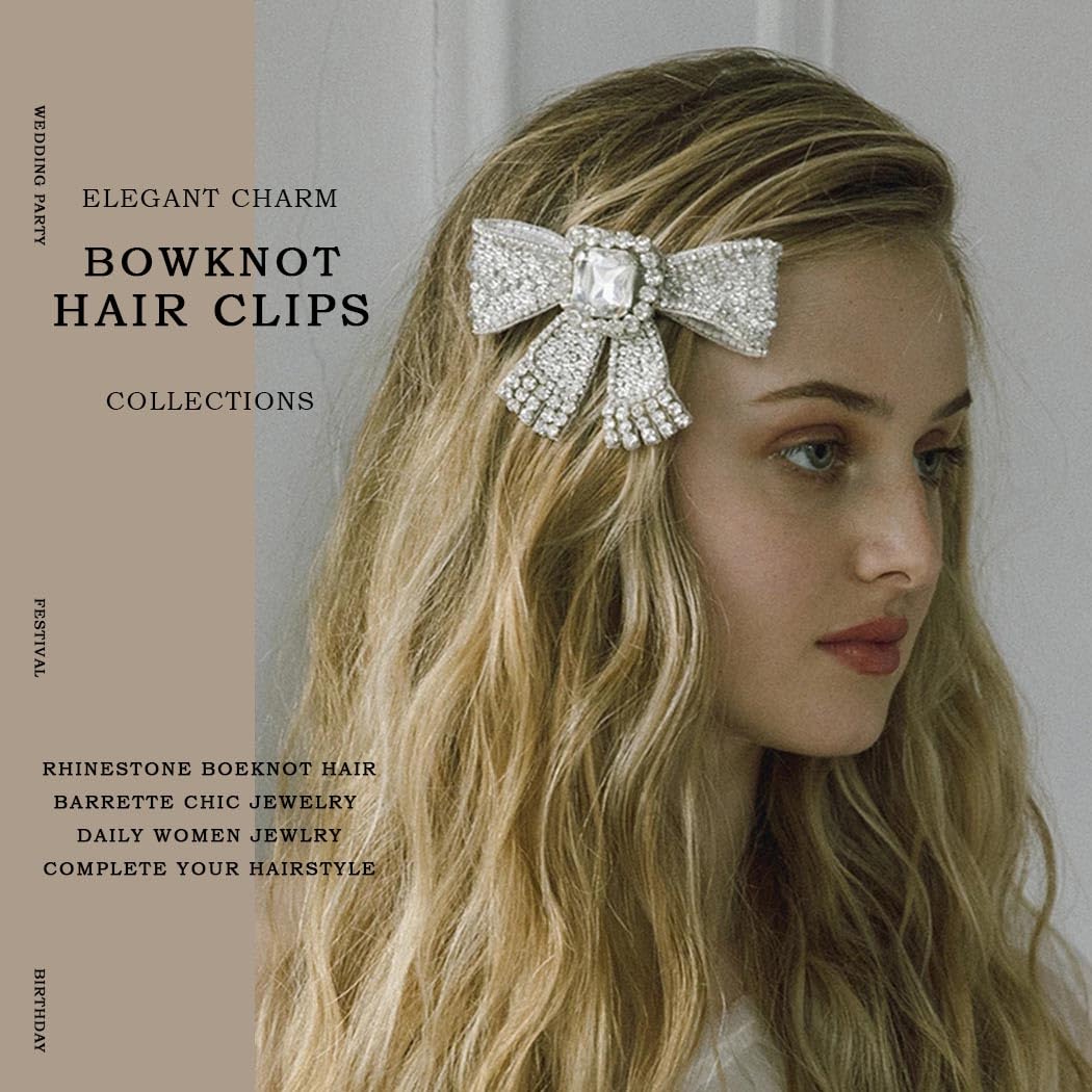 Amazon.com : Fdesigner Crystal Bowknot Hair Clips, Comb & Barrette