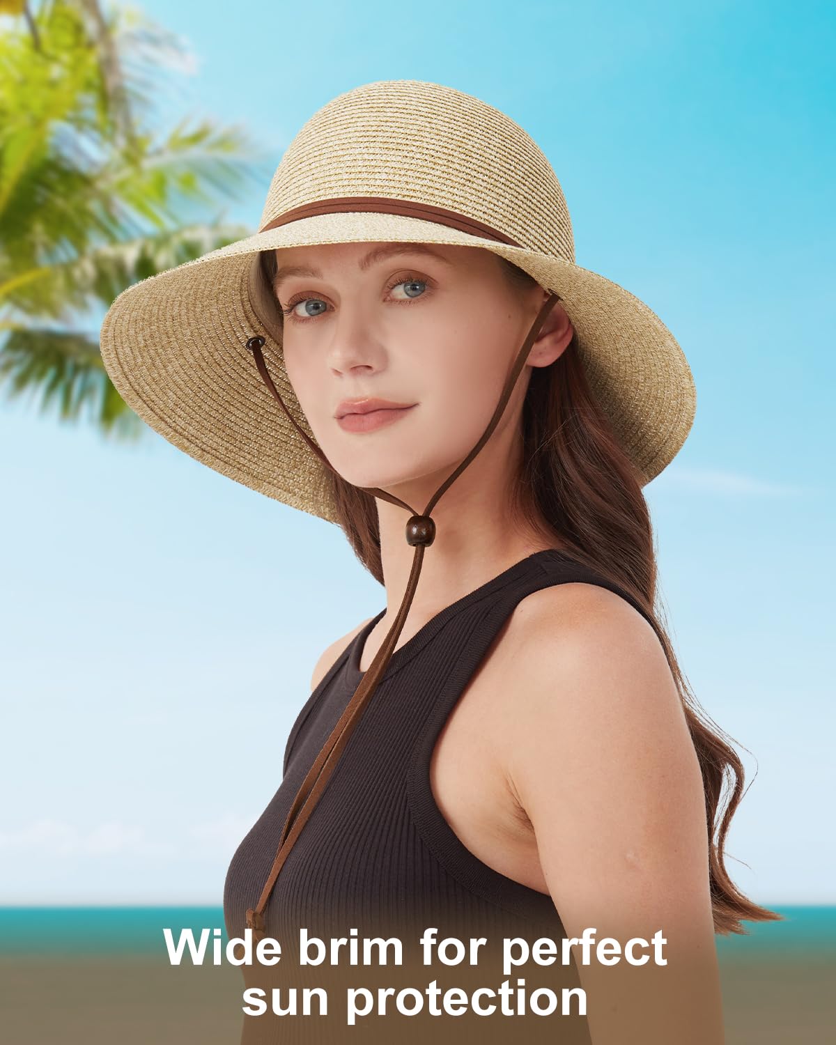 Zylioo S/M/L/XL/XXL Chapeau de Paille Solaire pour Femmes Casual ÉtéUPF 50 Protection Solaire Chapeau de Soleil