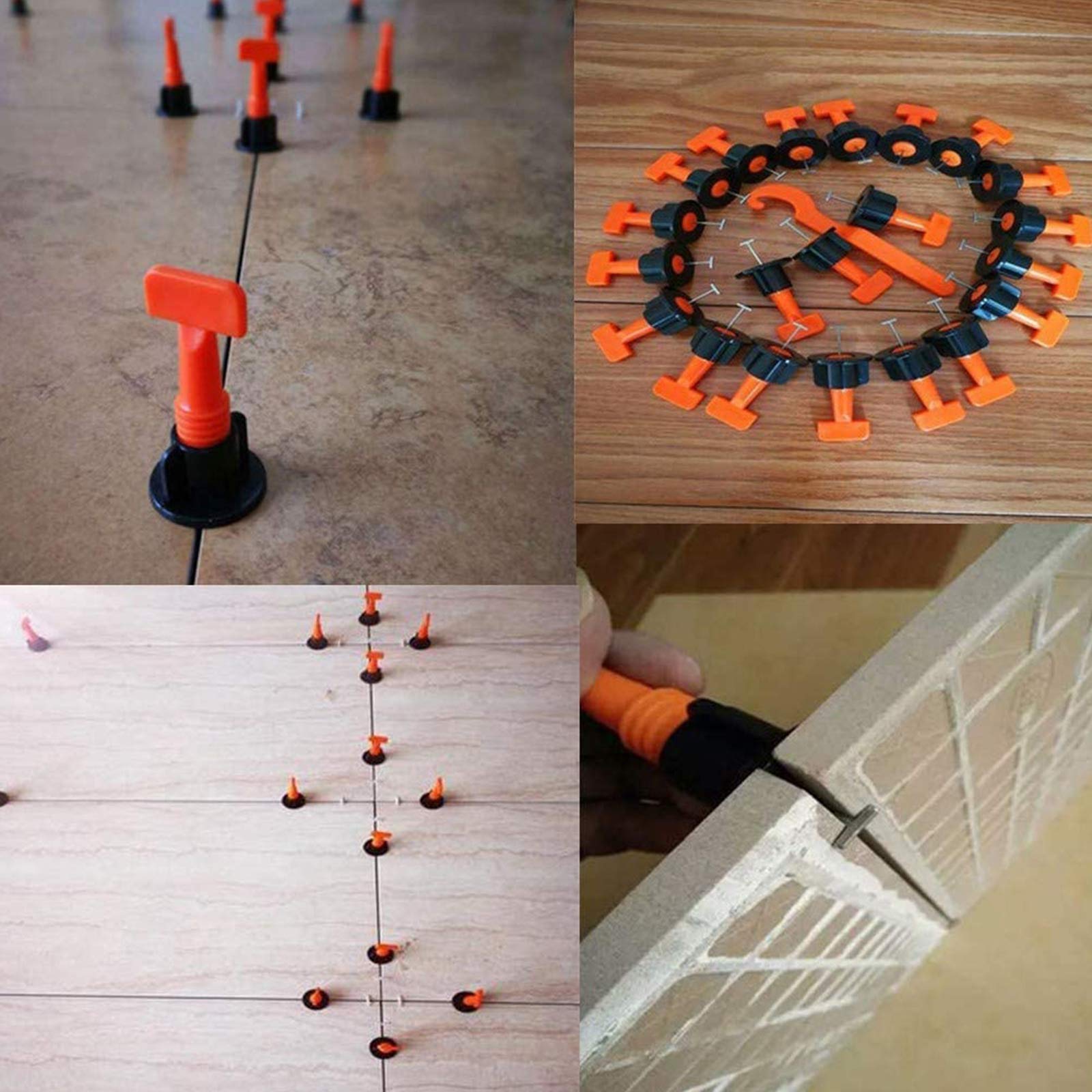 Kit di livellamento per piastrelle riutilizzabili, 100 pezzi, livellatore per piastrelle, distanziatore per livellare le piastrelle, strumento fai da te per edifici, pareti, pavimenti, 2 chiavi