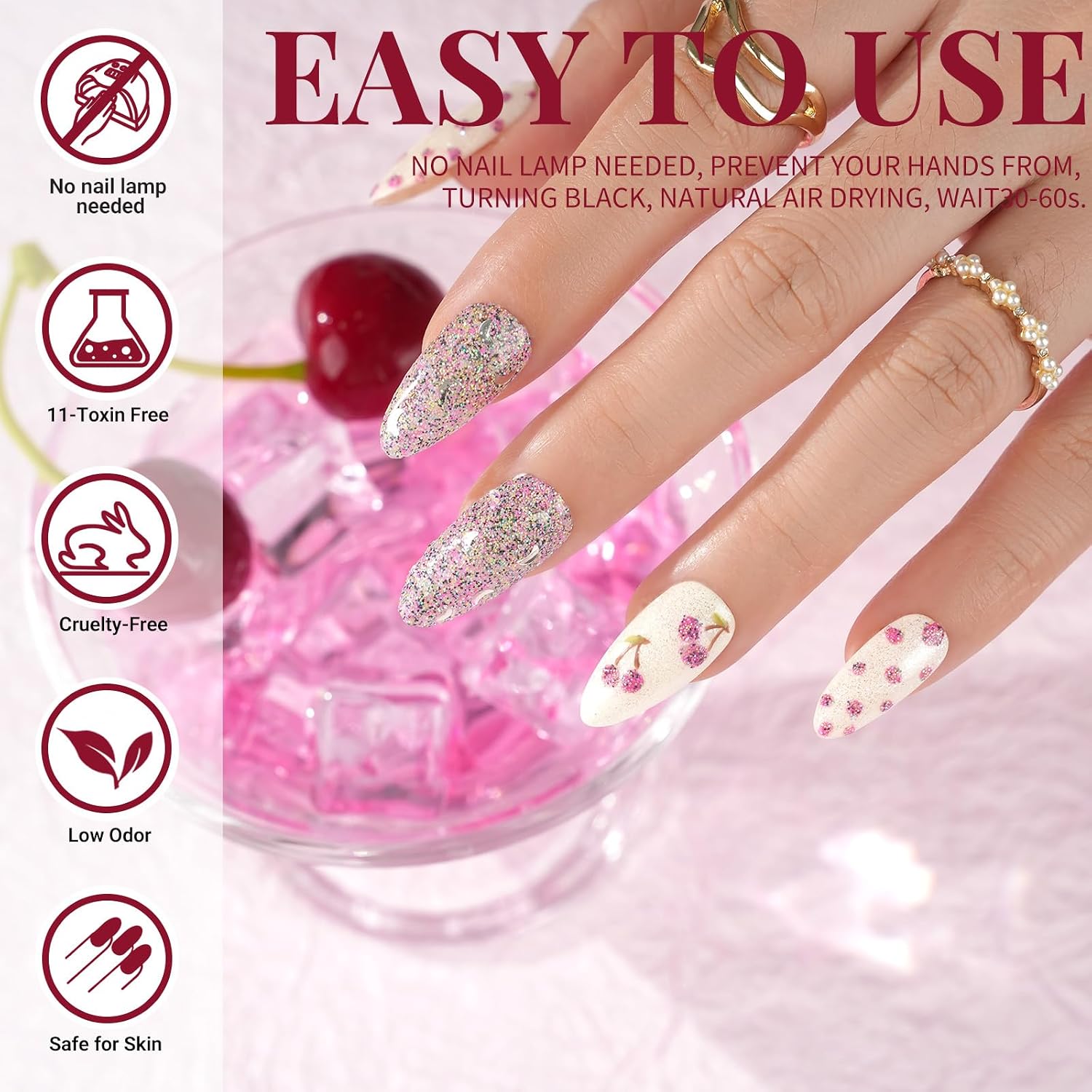 EODCI Pink Glitter Moon Sequins Dip Powder, 1 oz Iridescent Nail Dipping Powder for Long-lasting 28 Days+ Dip Nail Art French Manicure Nail Starter & Professional Home DIY Salon Use 28g