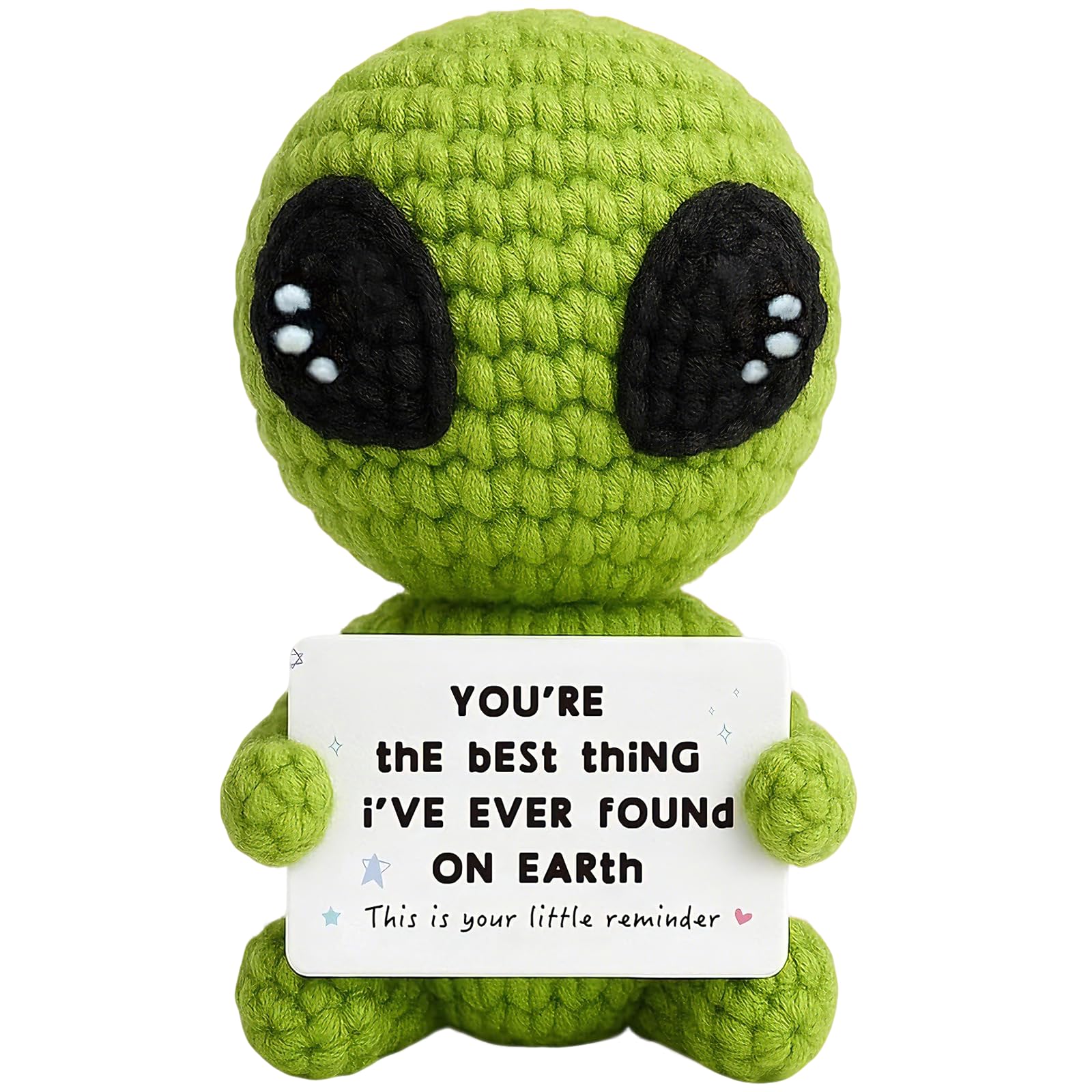 Alien Plush, Alien, Handmade Sitting Crochet Alien Doll, for Boyfriend, Meaningful Gifts for Him, Emotional Support Knitted Ornament for Anniversary, Valentine and Daily Holiday Gifting
