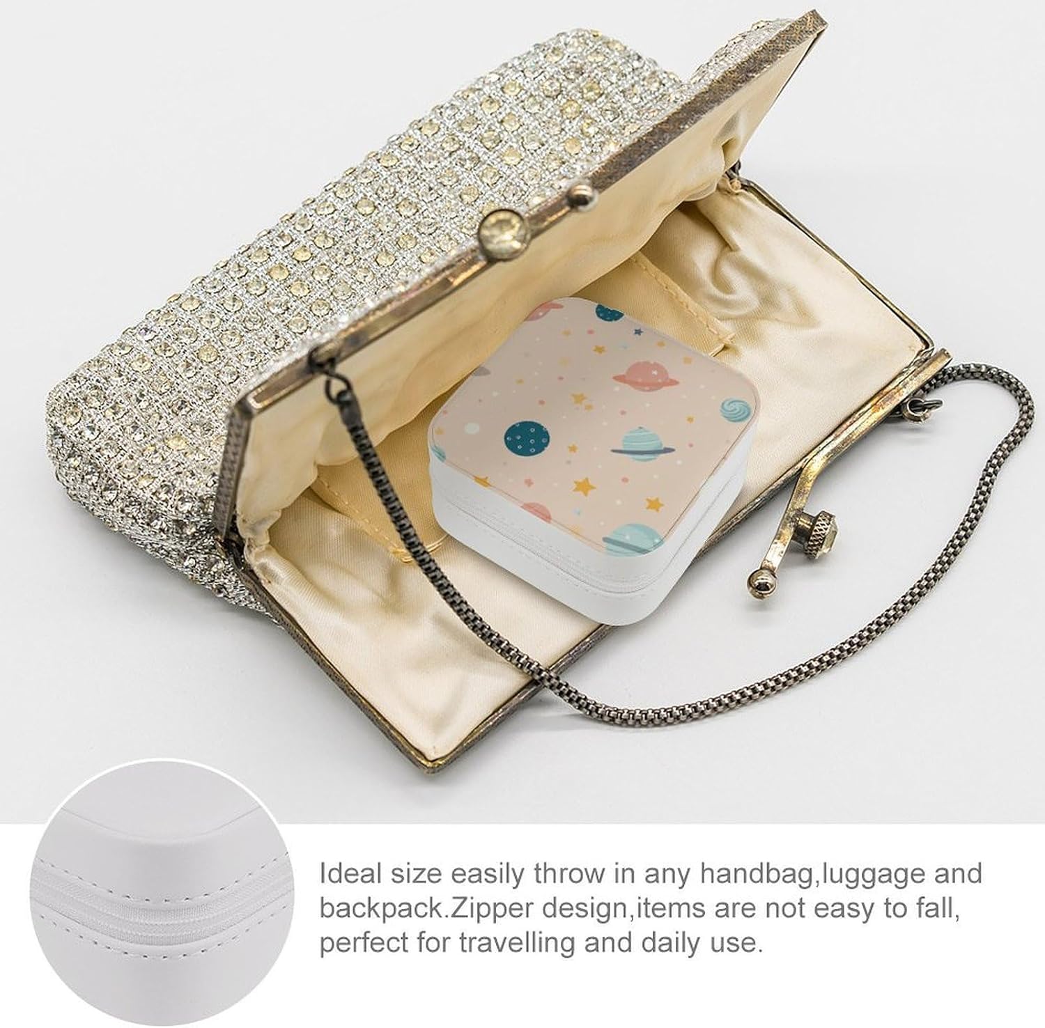 Peach And Light Beige Travel Jewelry Case Jewelry Box Organizer image 3