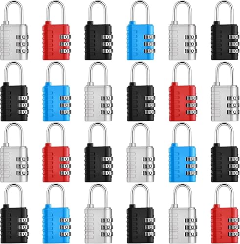 Kenning Paquete de 24 candados de combinación de 3 dígitos para exteriores, candado combinado de candado para escuela, gimnasio, casillero