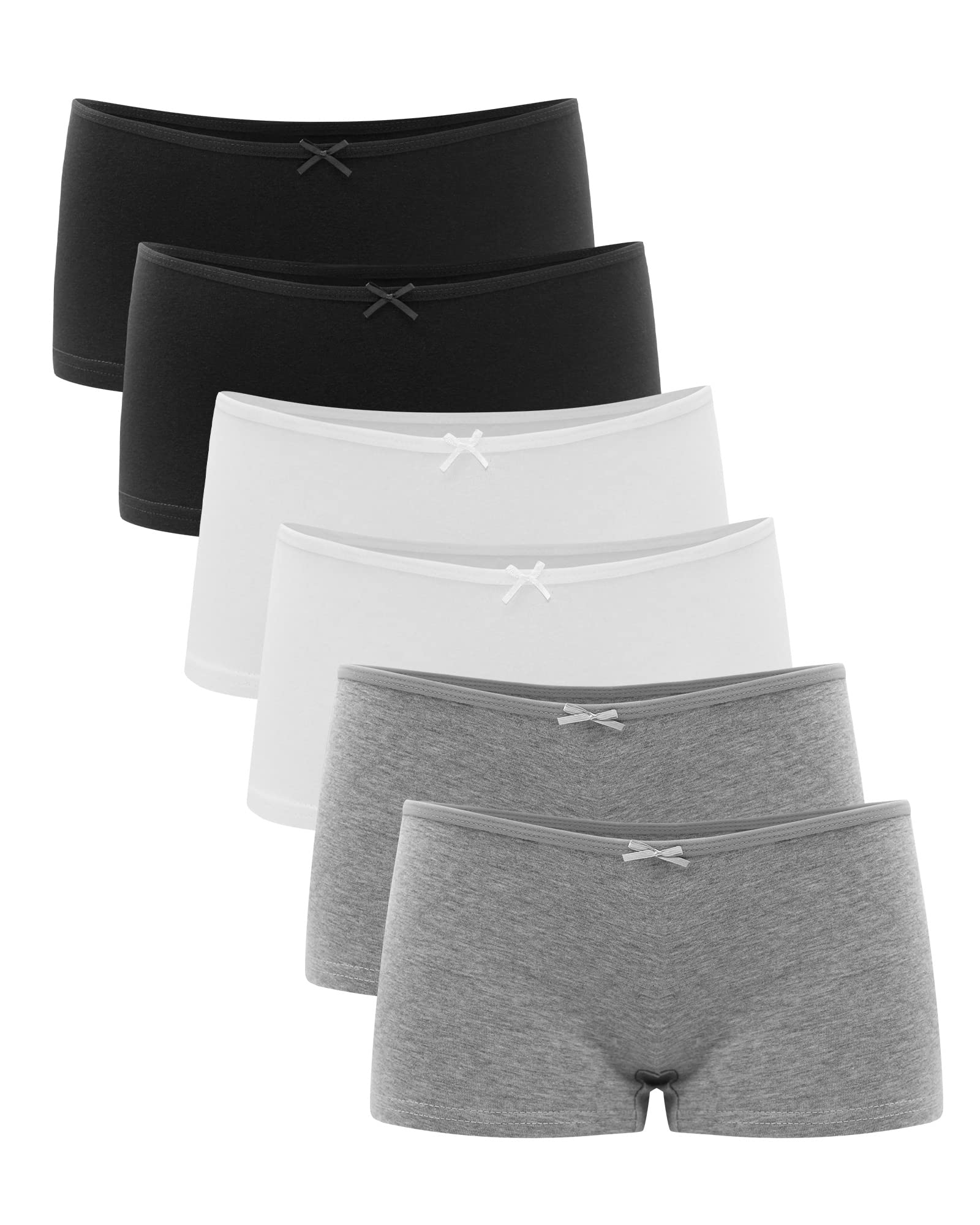 Libella® Unterhosen Panties Boxershorts Damen Unterwäsche Frauen Boyshorts Baumwolle 6er Pack 3901 Schwarz Weiß Grau S