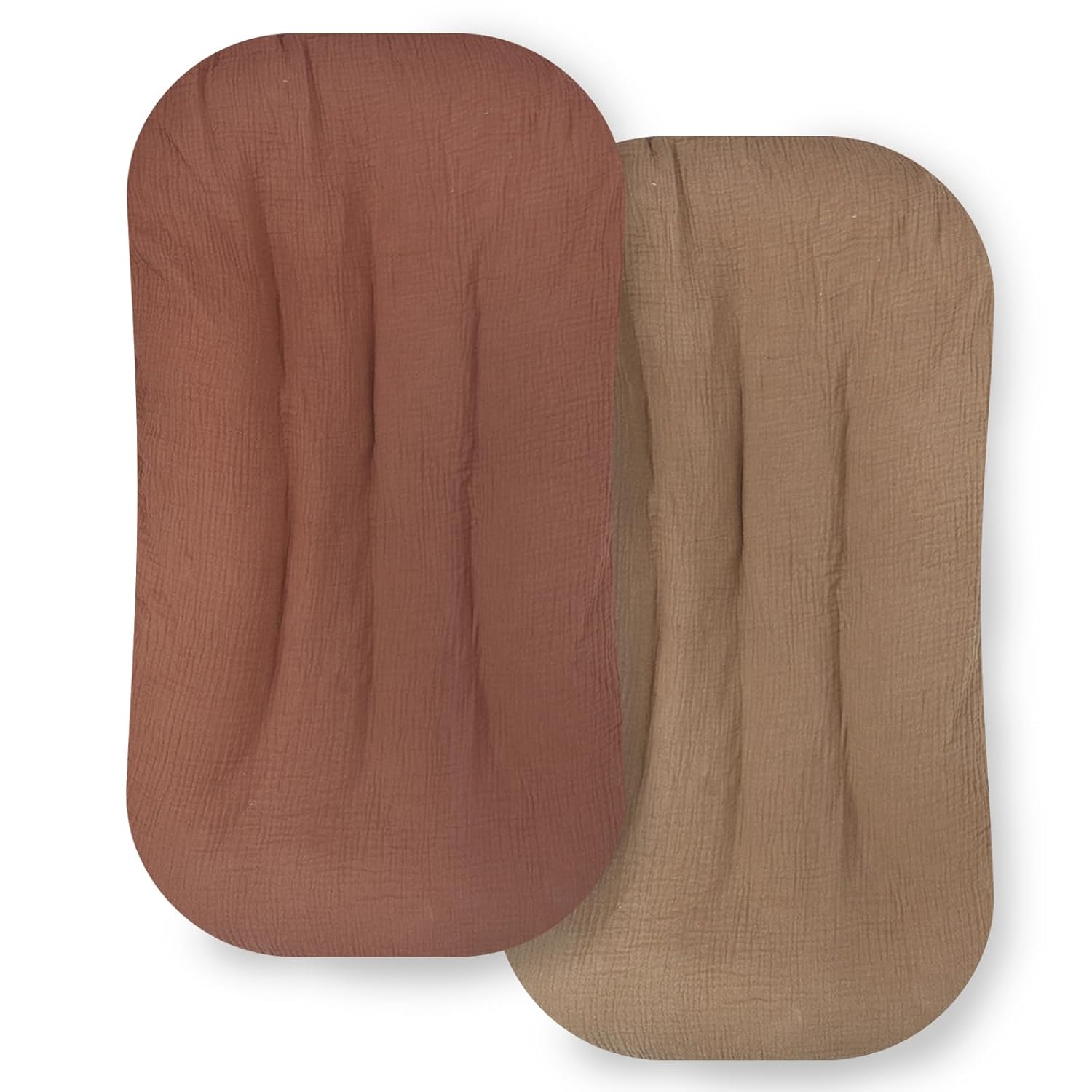 Ultra Soft Organic Muslin Baby Lounger Cover, Removable Loungers Slipcover Fit Newborn Baby Boys and Girls (Brown&Coffee)