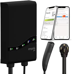 EMPORIA Pro Level 2 EV Charger with PowerSmart, Compatible with Tesla/NACS Vehicles - 48 Amp Fast Home Charging Station with 25' Cable