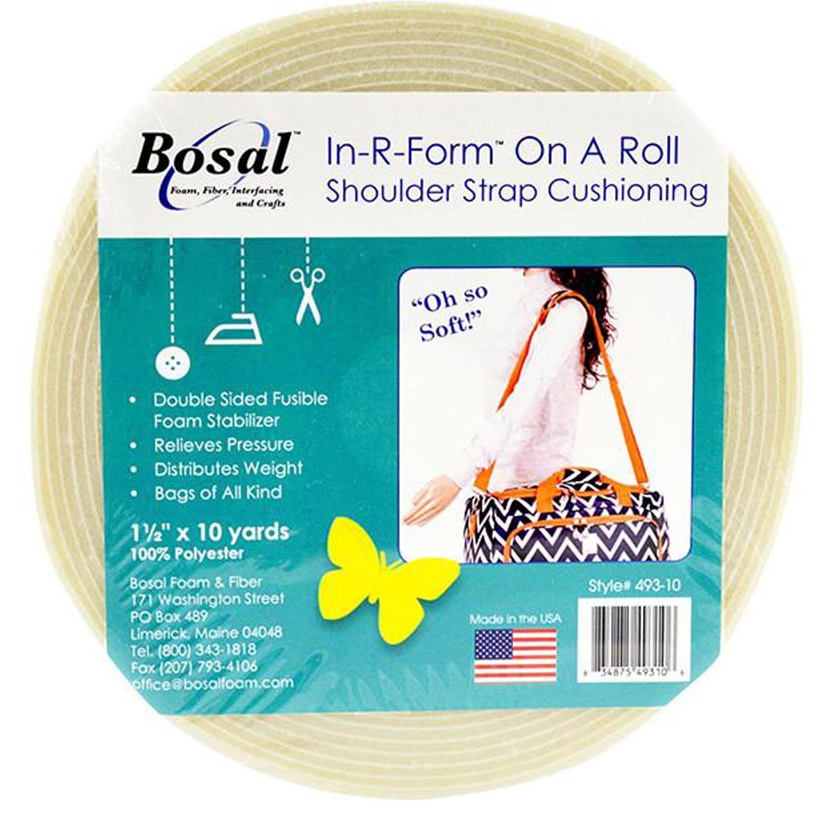 Bosal en R Form Bandoulière Rembourrage mousse blanche pour anse de sac de 3,8cm