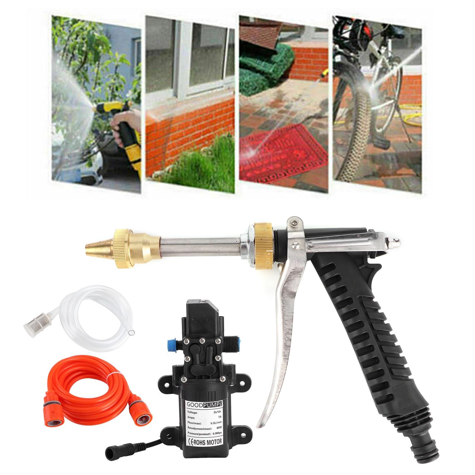 Potężny Pistolet na wodę 130PSI do Samochodu Myjka Ciśnieniowa Zestaw Węży 80W Silnik-12V Przenośne Urządzenie do Czyszczenia Myjki Czyszczenia w Domu