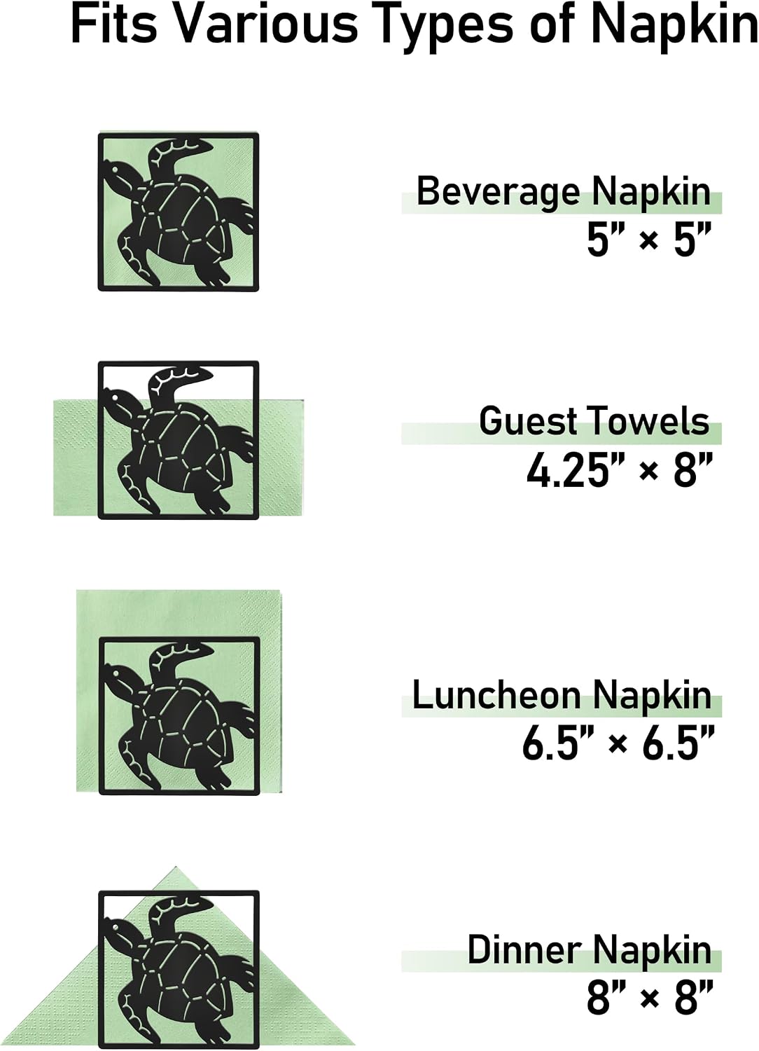 Sea Turtle Napkin Holder for Table Countertops, Matte Black Decorative Standing Napkin Dispenser for Kitchen Dining Outdoor, Farmhouse Metal Paper Cocktail Napkin Storage Holder image 3