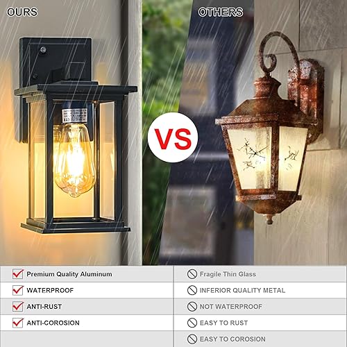 Miniatura 3 de Farol de pared para exteriores, iluminación exterior con pantalla, lámparas exteriores impermeables para garaje, entrada, patio, puerta, porche,