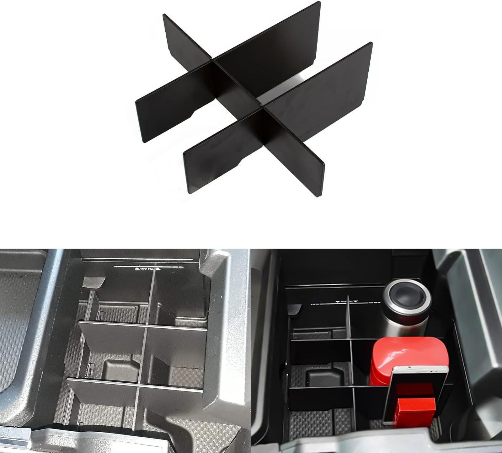 x xotic tech Rear Lower Center Console Organizer Divider Compatible with Dodge RAM 1500 2500 3500 2019 2020 2021 2022 2023 2024 2025 2026 (NOT for Classic, Longhorn, Limited, TRX)