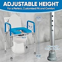 Vista 4 de Ultimate - Asiento de inodoro elevado con asas, cómoda para mesita de noche, reposabrazos acolchados, altura ajustable, asiento de inodoro elevado