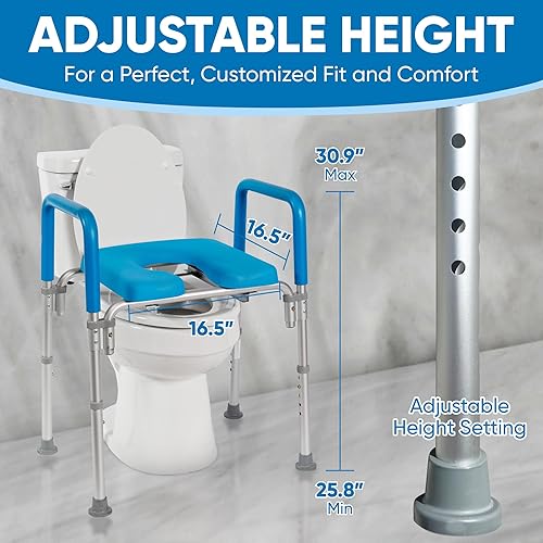 Vista 3 de Platinum Health Original Ultimate - Asiento de inodoro acolchado elevado con asas, elevador para personas mayores con altura y ancho ajustados, 330