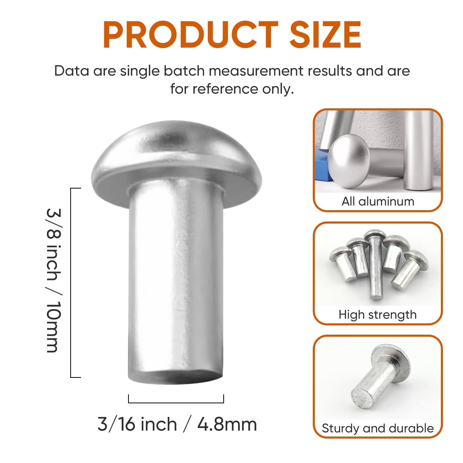 Aluminum Rivets - 150 Pack, Corrosion Resistant -2 Aluminum Rivets - 150 Pack, Corrosion Resistant -2