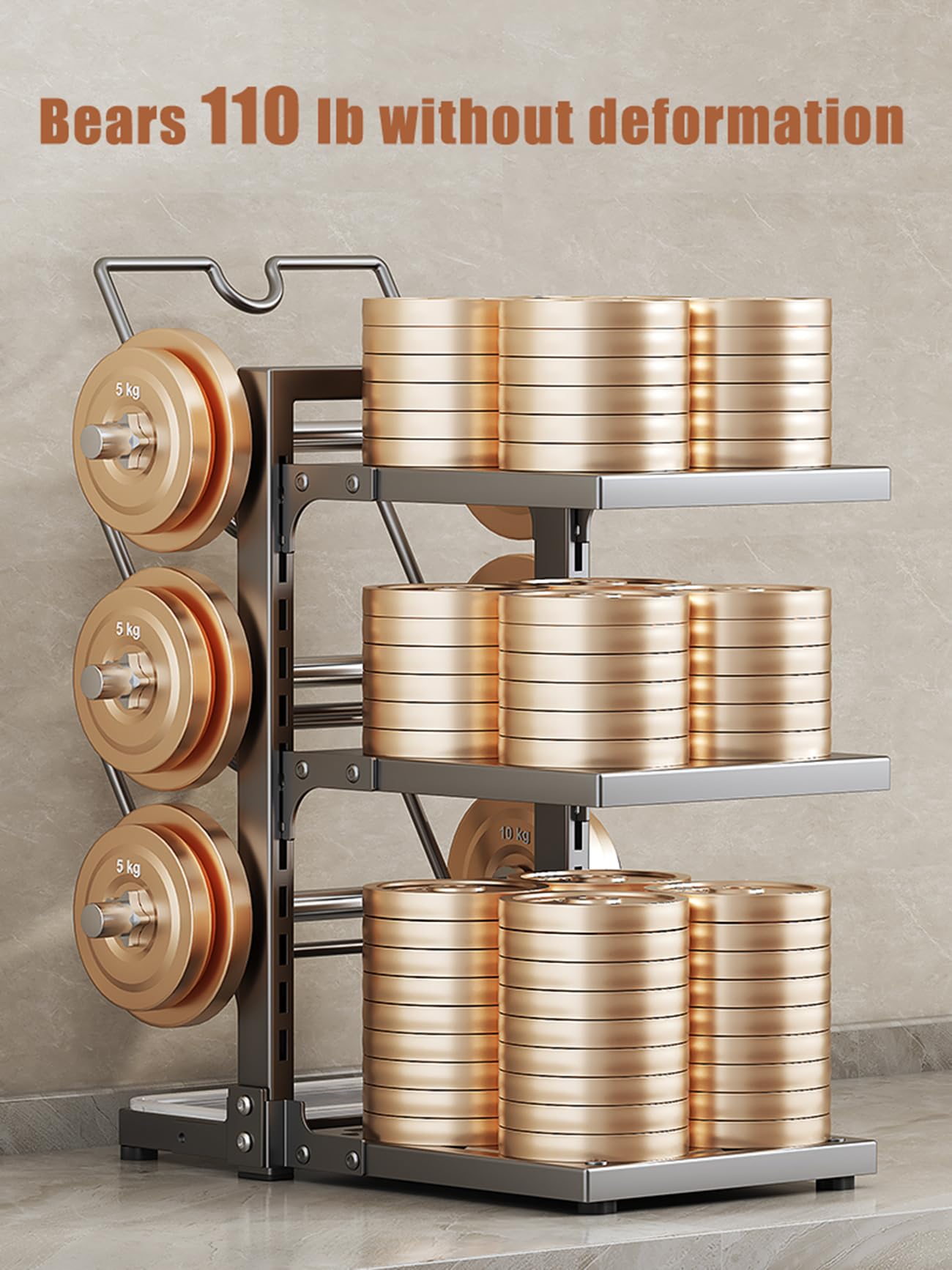 Organizador De Ollas Y Sartenes, Rejilla para Sartenes De Alta Resistencia con 3 Soporte Tapa Olla, para Ordenar Cazuelas Platos Tapas Y Menaje De Cocina,Gris