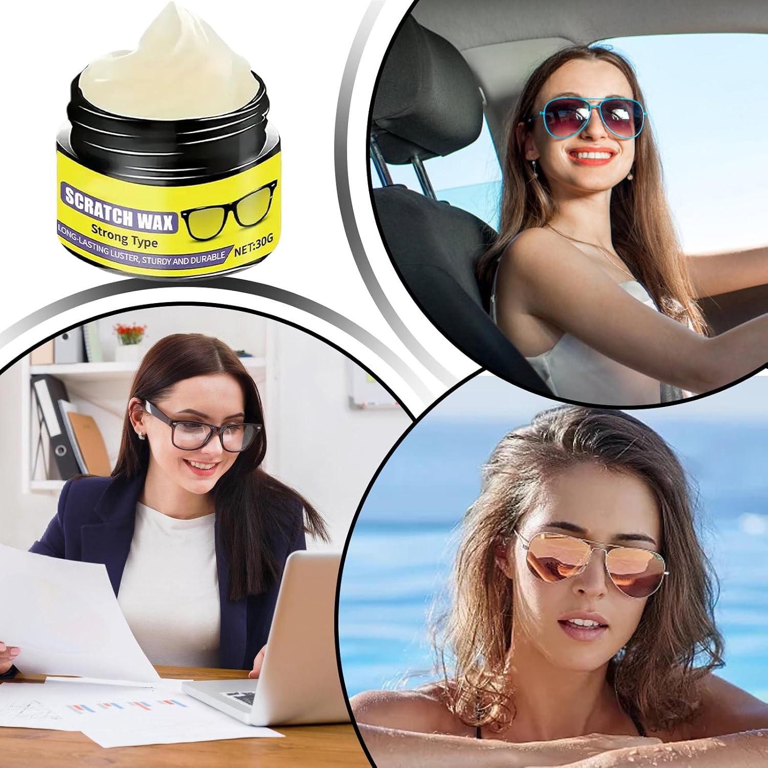 Eyeglass Scratch Remover - Durable 30g Lens Cleaner, Eyewear Lens Repair with Grinding Polishing Tool, Convenient Home School Accessory for Road Trip Outgoing Vacation Travel