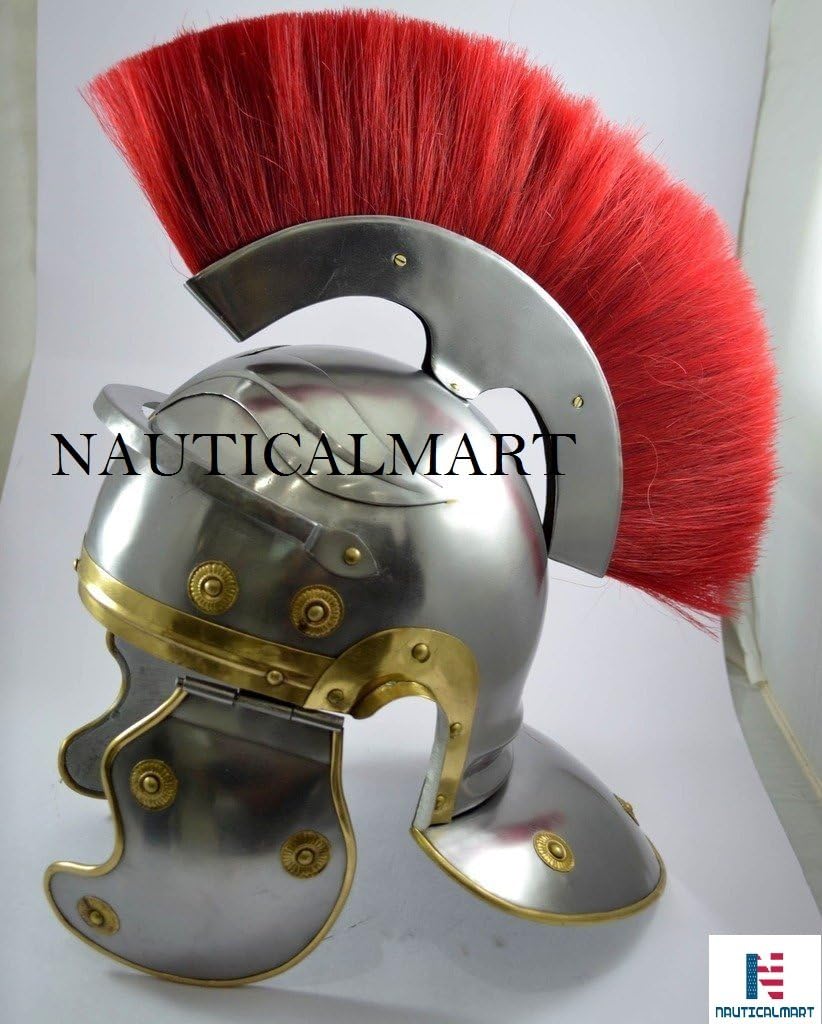 NauticalMart Roman Centurion Helmet Armor Helmet with Red Plume LARP Reproduction Reenactment