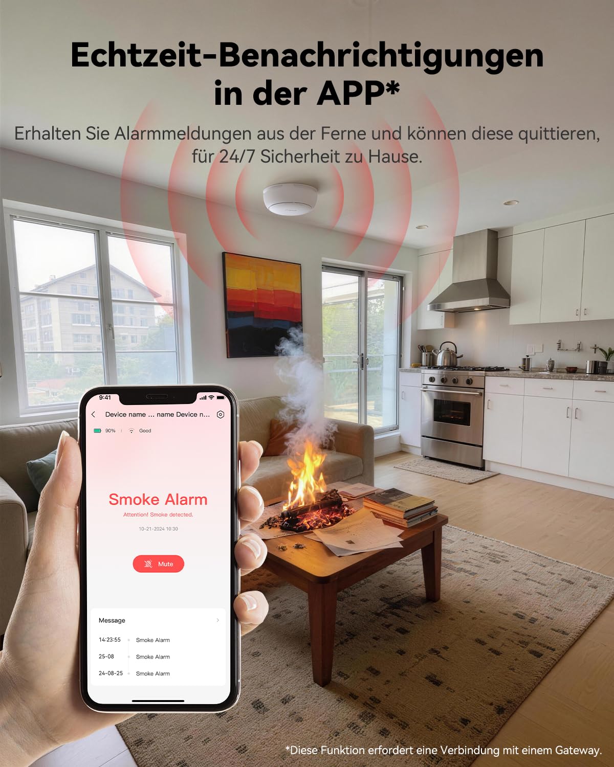 Imou Rauchwarnmelder, Rauchmelder 3Pack | Sofortige Mehrraum-Alarmierung (auch ohne WLAN), Brandmelder mit APP, Rauchwarnmelder Matter-kompatibel & Alexa-Steuerung