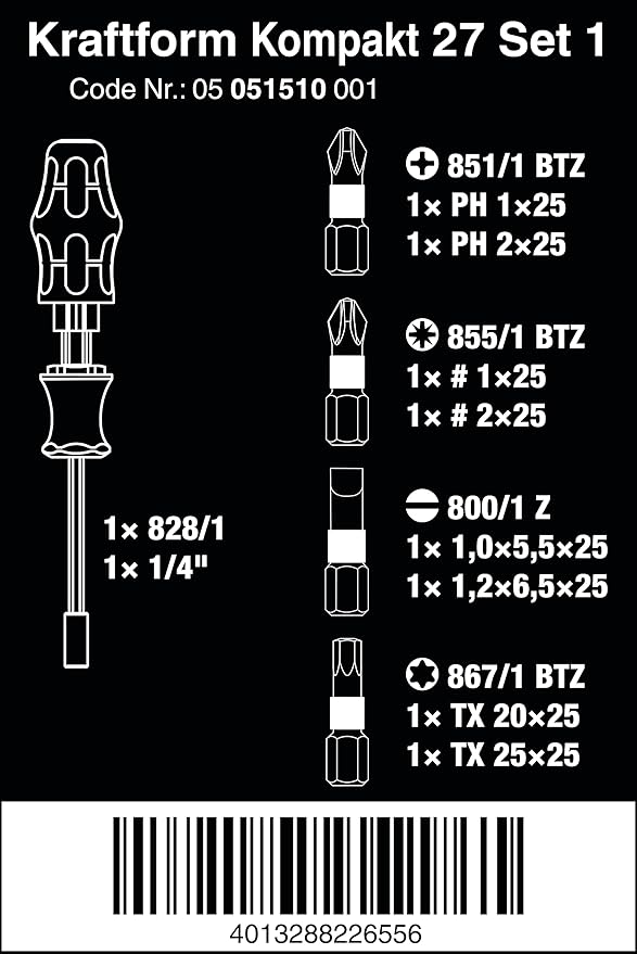 Wera - 05051510001 - Destornillador con porta puntas, Kraftform Kompakt 27 Set 1, 7 piezas miniatura 2