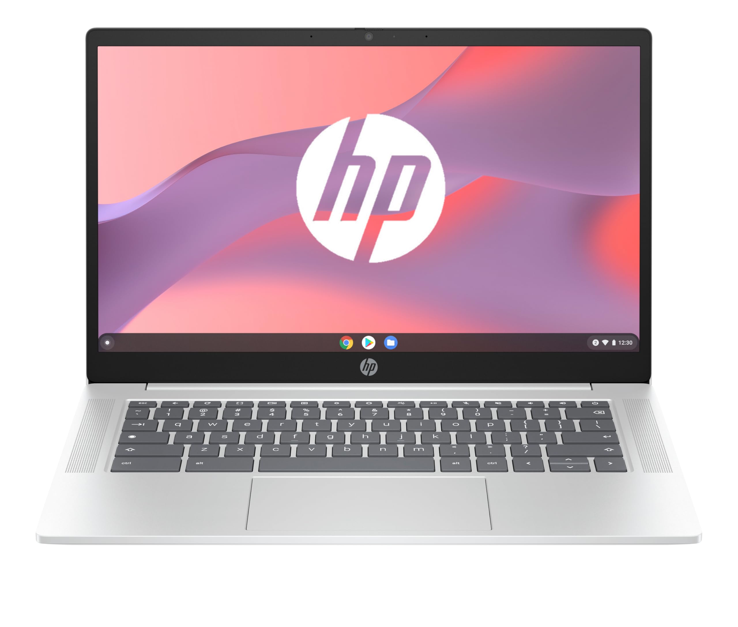 HP Chromebook 14a-nf0001sf Ordinateur Portable 14" HD, PC Portable (Intel Celeron N100, RAM 4 Go, Flash 128 Go, Intel Iris XE, Chrome OS), Laptop Argent, Clavier AZERTY
