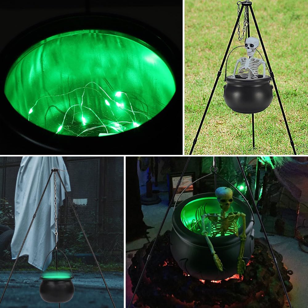 Hexenkessel Mit LED-Licht 130cm - Wetterfeste Halloween-Deko Mit Dreibein