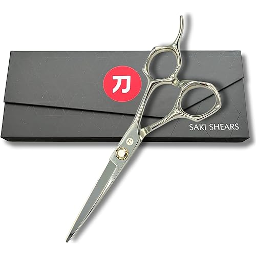 Professional Hair Cutting Scissors - 6 Inches - Convex Blade - Japanese 440C Stainless Steel - For Wet or Dry Cutting - Saki Shears Musashi For Hairdressers and Barbers