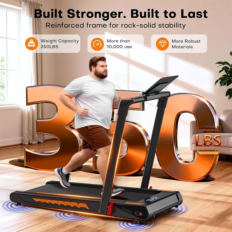 Treadmill with Speaker, 6-in-1 7.5MPH Foldable Treadmill for Home with App Compatible, Walking Pad with 10% Incline, LED Display, 3.0HP Brushless Drive, 350 LB Weight Capacity, 12 HIIT Programs image 5
