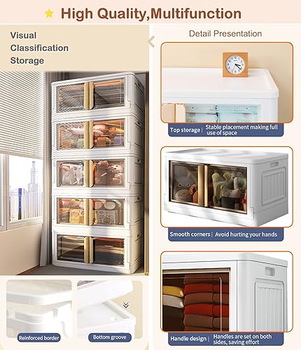 Miniatura 4 de wookon Contenedores de almacenamiento plegables, 3 paquetes de contenedores de almacenamiento apilables, grandes contenedores de almacenamiento con