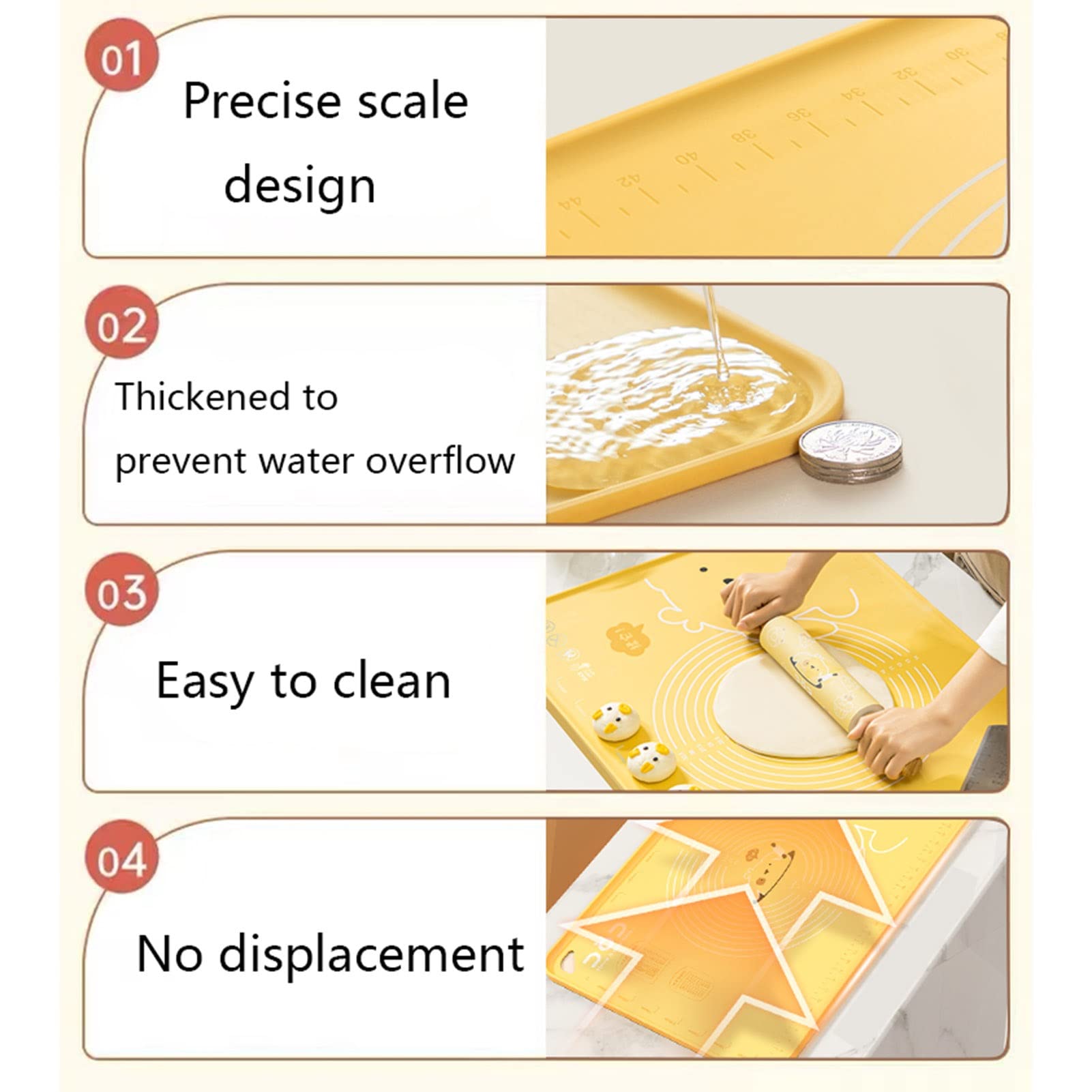 Alfombrilla de silicona for repostería, alfombrilla antideslizante for hornear, alfombrillas for hornear, alfombrilla for amasar, alfombrillas for encimera, resistente al agua y fácil de limpiar ( Siz
