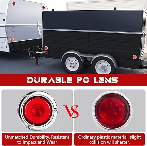 Miniatura 4 de NEW SUN Paquete de 8 marcadores LED redondos de 2.5 pulgadas, IP67 impermeable, diseño de halo y neón, bisel cromado inoxidable, montaje de brida